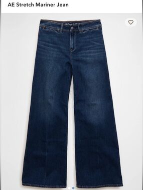 AE Stretch Mariner Jean Mid Rise Wide Leg Dark Wash Denim Womens Size 4 NWT